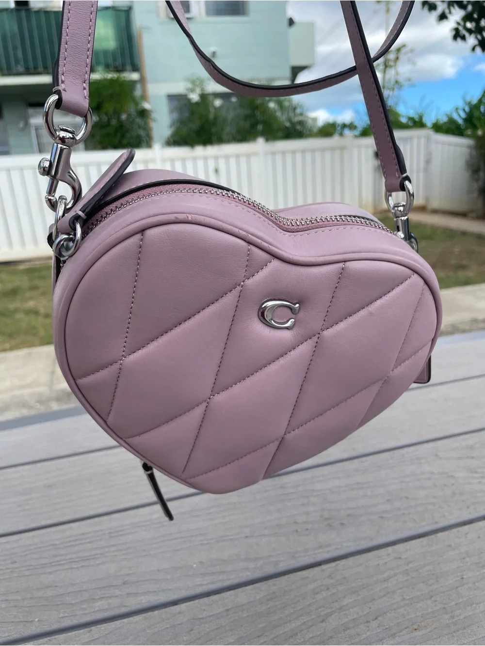 Coach Heart Quilted Crossbody Bag in Dusty Lilac